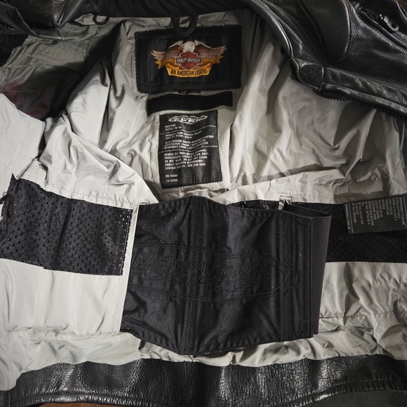 Vintage Y2K Harley Davidson Womens Leather Motorcycle Jacket Armor Biker Black - Picture 6 of 8